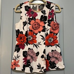 Ann Taylor floral sleeveless shell, size small